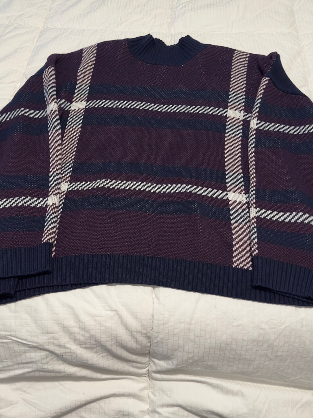 Women’s Navy & Plum Plaid Knit Sweater